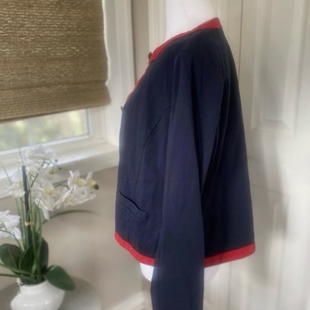 NWT Tommy Hilfiger Women’s Contrast Trim Open Front Jacket Size Large - Picture 5 of 8